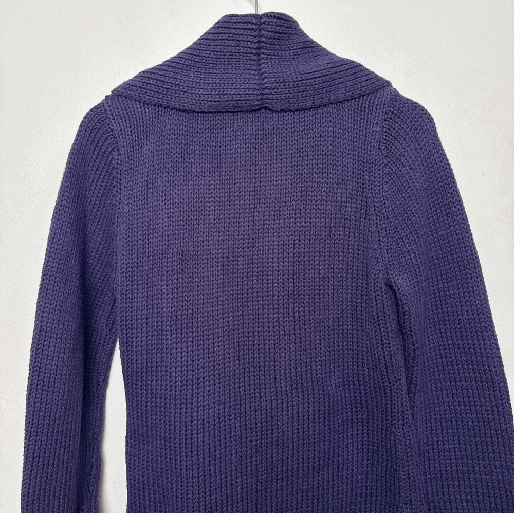 Pure Handknit womens Xsmall/Small Chunky Purple Belt Buckle Cardigan - Picture 12 of 14